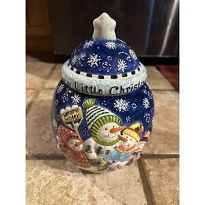 Brother Sister A Cozy Little Christmas Snowman Welcome Winter Cookie Jar; 1999